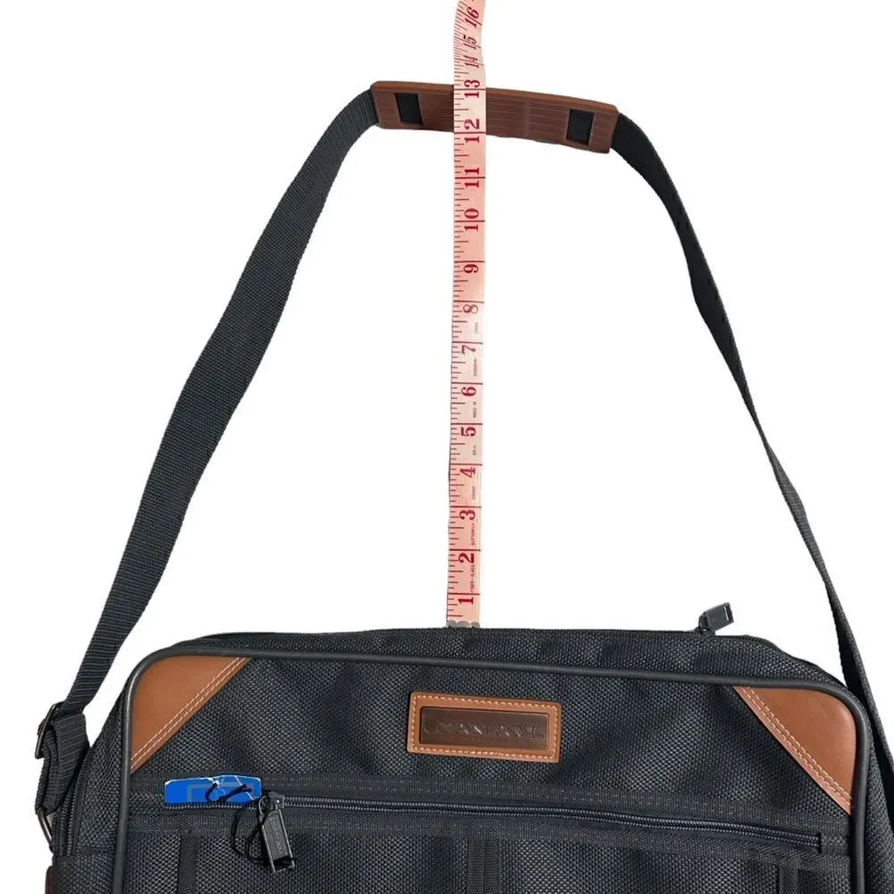 Vintage 80s Pan Am Charcoal canvas travel messenger bag with shoulder strap NWT